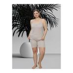 FREEİSTA Bej Büyük Beden Fitilli Şortlu Pijama Takım Bej 2XL