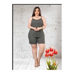 FREEİSTA Haki Büyük Beden Pijama Takımı Askılı Şortlu Haki 3XL