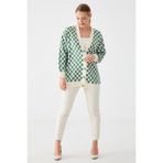 FREEİSTA Hardal Oversize Desenli Triko Hırka Mint Standart