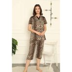 FREEİSTA Kahverengi Büyük Beden Bermuda Pijama Takımı Kahverengi XL