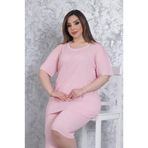 FREEİSTA Pembe Büyük Beden Kapri Pijama Takım PJ03 Pembe 3XL