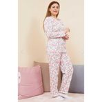 FREEİSTA Somon Büyük Beden Desenli pijama Takımı Somon 2XL