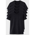 Freemen Erkek 5 Adet Tişört Paketi, 30/1 Süprem %100 Pamuk, Yumuşak Doku, Bisiklet Yaka - Siyah - 2XL