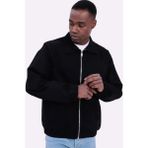 Freemen Erkek Basic Gabardin Kumaş Fermuarlı Oversize Mevsimlik Polo Yaka Ceket - XL - Siyah
