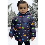freemen Erkek Çocuk Polarlı Kapüşonlu Araba Yıldız Ay Desenli Kışlık Şişme Mont & Kaban & Parka