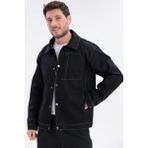 Freemen Erkek Dikiş Detaylı Oversize Gabardin Ceket - Mont - Siyah