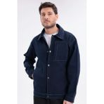 Freemen Erkek Dikiş Detaylı Oversize Gabardin Ceket - Mont - XL - Lacivert