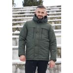 freemen Erkek Haki Polarlı Kürklü Su Ve Rüzgar Geçirmez Kapüşonlu Kışlık Mont & Kaban & Parka