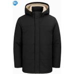 Freemen Erkek Siyah Polarlı Kürklü Çıkma Kapüşon Su ve Rüzgar Geçirmez Kapüşonlu Kışlık Mont & Kaban & Parka - 3XL