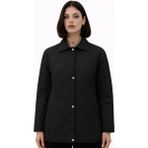 Freemen Kadın Desenli Çıtçıtlı Çift Cepli Oversize Kapitone Ceket - 2XL - Siyah