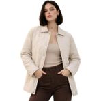 Freemen Kadın Desenli Çıtçıtlı Çift Cepli Oversize Kapitone Ceket - 2XL - Taş
