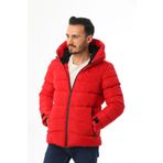 freemen Spor Erkek Kırmızı Kapüşonlu Içi Polarlı Su Geçirmez Rüzgara Dayanıklı Mont & Kaban & Parka