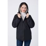 Freemen Spor Kadın Kürklü Su ve Rüzgar Geçirmez Kapüşonlu Mont & Kaban & Parka - Siyah - 2XL