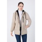 Freemen Spor Kadın Kürklü Su ve Rüzgar Geçirmez Kapüşonlu Mont & Kaban & Parka - Taş - XL