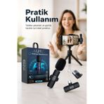 Frefly Store Kablosuz Yaka Mikrofonu Telefon Için Usb-C Lightning Adaptörlü Kompakt Kayıt Cihazı