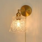 Freh Light Lüks Cam Duvar Lambası Vintage Wall Scoe Çekme Zincirli Şalter Modern Yatak Odası Komodin Duvar Lambası Pirinç Ayaklı Duvar Lambası Scoes E27 Lambalar Oturma Odası Çalışma için