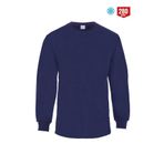 Frekans İş Güvenliği İş Kıyafetleri Bisiklet Yaka Lacivert Uzun Kollu Sweatshirt Pike Örme Iş Tişörtü