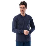 Frekans İş Güvenliği İş Kıyafetleri Polo Yaka Lacivert Uzun Kollu Sweatshirt Pike Örme Iş Tişörtü