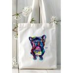 French Bulldog Köpek Baskılı Bez Çanta Omuz Çantası Kişiye Özel Model 14
