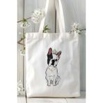 French Bulldog Köpek Baskılı Bez Çanta Omuz Çantası Kişiye Özel Model 18