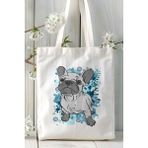 French Bulldog Köpek Baskılı Bez Çanta Omuz Çantası Kişiye Özel Model 5