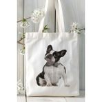 French Bulldog Köpek Baskılı Bez Çanta Omuz Çantası Kişiye Özel Model 7