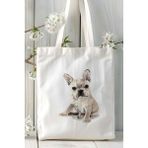 French Bulldog Köpek Baskılı Bez Çanta Omuz Çantası Kişiye Özel Model 9