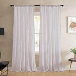 French Connection - Kiralık Ezilmiş, Pencere Perdesi, 2 Panelli Set, Yarı Şeffaf, Modern Ev Dekoru, Oturma Odası, Yemek Odası, Yatak Odası, Yurt Için Perdeler, Ölçüler 127 cm x 160 Cm, Krem Beyaz - Option-1 - 1BW-Beyaz
