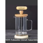 French Press (Ateşe Dayanıklı) (Nutrabella) - 600 ML - Şeffaf - Açık Kahverengi