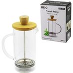 French Press Bambu Kapak 350Ml Cam Bitki Süzgeçi (5365)