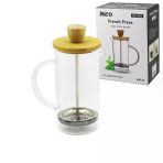 French Press Bambu Kapak 600Ml Cam Bitki Süzgeçi (4915)