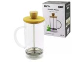 FRENCH PRESS BAMBU KAPAK 600ML CAM BİTKİ SÜZGEÇİ (5047)