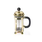 French Press Cam Üzeri Bakır Detaylı Çelik Kaplama 350ml beyaz