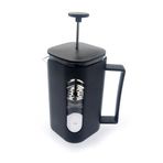 French Press Kahve Demleme Ekipmanı, 350 ml, Siyah, Cam Isıya Dayanıklı Cam, Paslanmaz Çelik Filtreli, Siyah Renkli Kahve ve Bitki Çayı Demliği