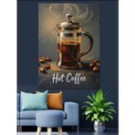 French Press Kahve Sunumu Dekoratif Kanvas - Mdf Ahşap Tablo