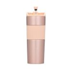 French Press Özellikli Çelik Termos 450 Ml ( Renk Seçenekli ) (Rose)
