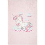 Frenda Home 100x200 cm Pembe Unicorn Kaymaz Deri Taban Dekoratif Çocuk Odası Halısı