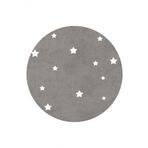 Frenda Home 120x120 cm Beyaz Yıldız Desenli Deri Taban Yuvarlak Çocuk Bebek Odası Halısı