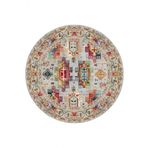 Frenda Home 140x140 cm Bej Kilim Desen Pamuk Taban Dijital Baskılı Yuvarlak Halı