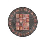 Frenda Home 140x140 cm Gri Binbir Gece Pamuk Taban Yıkanabilir Dijital Baskılı Yuvarlak Halı
