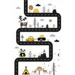 Frenda Home 160x230 cm Beyaz Yol Desenli Kaymaz Deri Taban Yıkanabilir Çocuk Oyun Halısı
