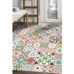 Frenda Home 160x230 cm Mavi Çini Desenli Kaymaz Deri Taban Yıkanabilir Halı