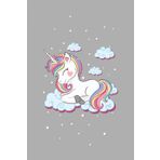 Frenda Home 180x280 cm Gri Unicorn Kaymaz Deri Taban Dekoratif Çocuk Odası Halısı