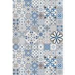 Frenda Home 180x280 cm Mavi Çini Desenli Kaymaz Deri Taban Yıkanabilir Halı