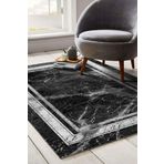 Frenda Home Çerçeve Mermer Desen Pamuk Taban Baskılı Siyah 100x300 cm Salon Halı