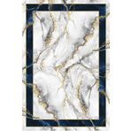 Frenda Home Çerçeveli Mermer Desen Kaymaz Deri Taban Dekoratif Lacivert 160x230 cm Salon Halı