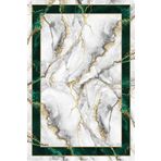 Frenda Home Çerçeveli Mermer Desen Kaymaz Deri Taban Dekoratif Yeşil 80x200 cm Salon Halı