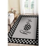 Frenda Home Dekoratif Home Desen Pamuk Taban Baskılı Gri 80x200 cm Salon Halı