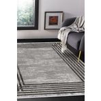 Frenda Home Gri 140x200 Çerçeve Desen Dokuma Pamuk Taban Dijital Dekoratif Halı