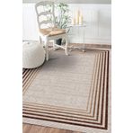 Frenda Home Kahve 120x180 Çerçeve Desenli Dijital Baskılı Pamuk Taban Halı